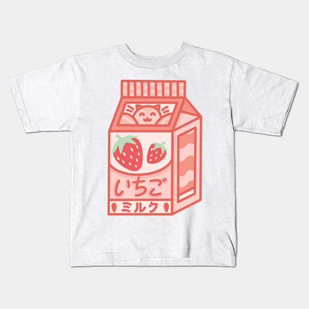 Strawberry Milk Kids T-Shirt by Reeseworks